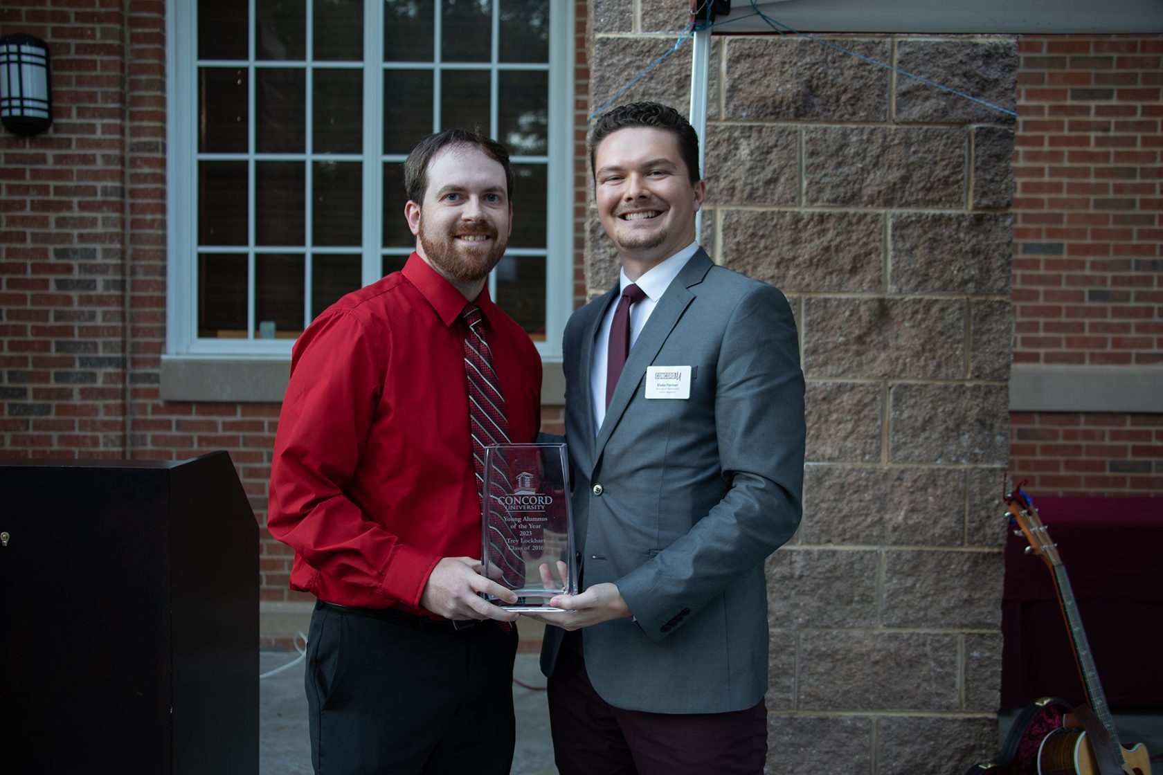Young Alumnus 2023, Trey Lockhart ‘16 pictured with Blake Farmer, Director of Alumni and Donor Relations