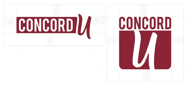 Concord U Logo requires safety zone equal to the height of the letter N.