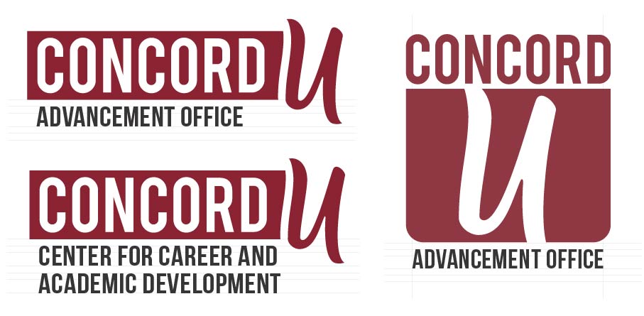 Logo Department Lockups are available for any campus entity, department text is 1/3 the height of the text “Concord” in the logo.