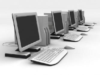 A row of PC computers