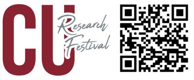 CU Research Festival logo with QR code. Scan the code to submit your research abstract