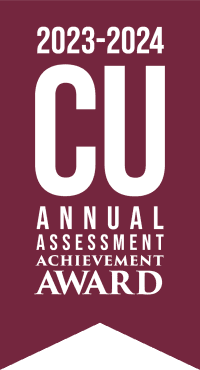 A maroon banner that says 2023 - 2024 CU Annual Assessment Achievement Award