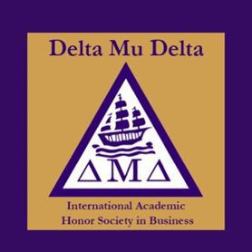 The logo for the Delta Mu Delta International Academic Honor Society in Business