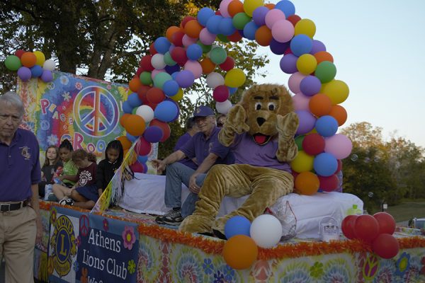 The Athens Lions Club float in the annual Concord University Homecoming Parade