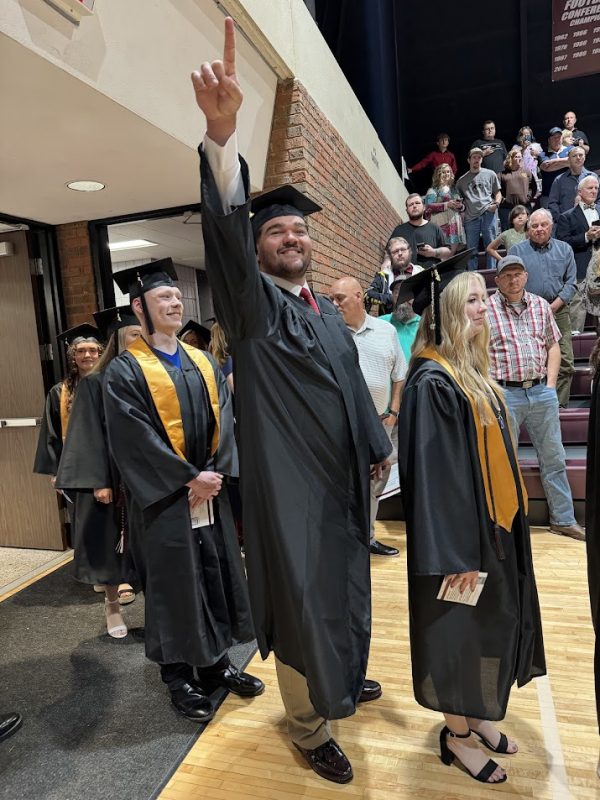 Graduation candidates walking during the commencement ceremony