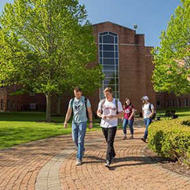 Students walking around the campus at Concord University