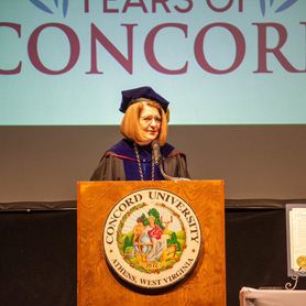 Dr. Boggess speaking at the Founders Day ceremony