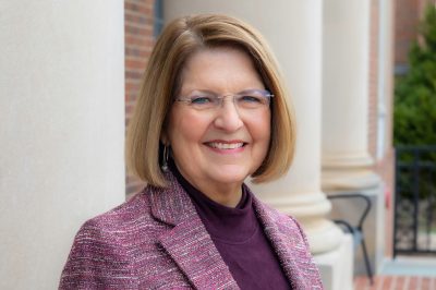 A photo of Concord University President Dr. Kendra S. Boggess outside of the J. Franklin Marsh Library