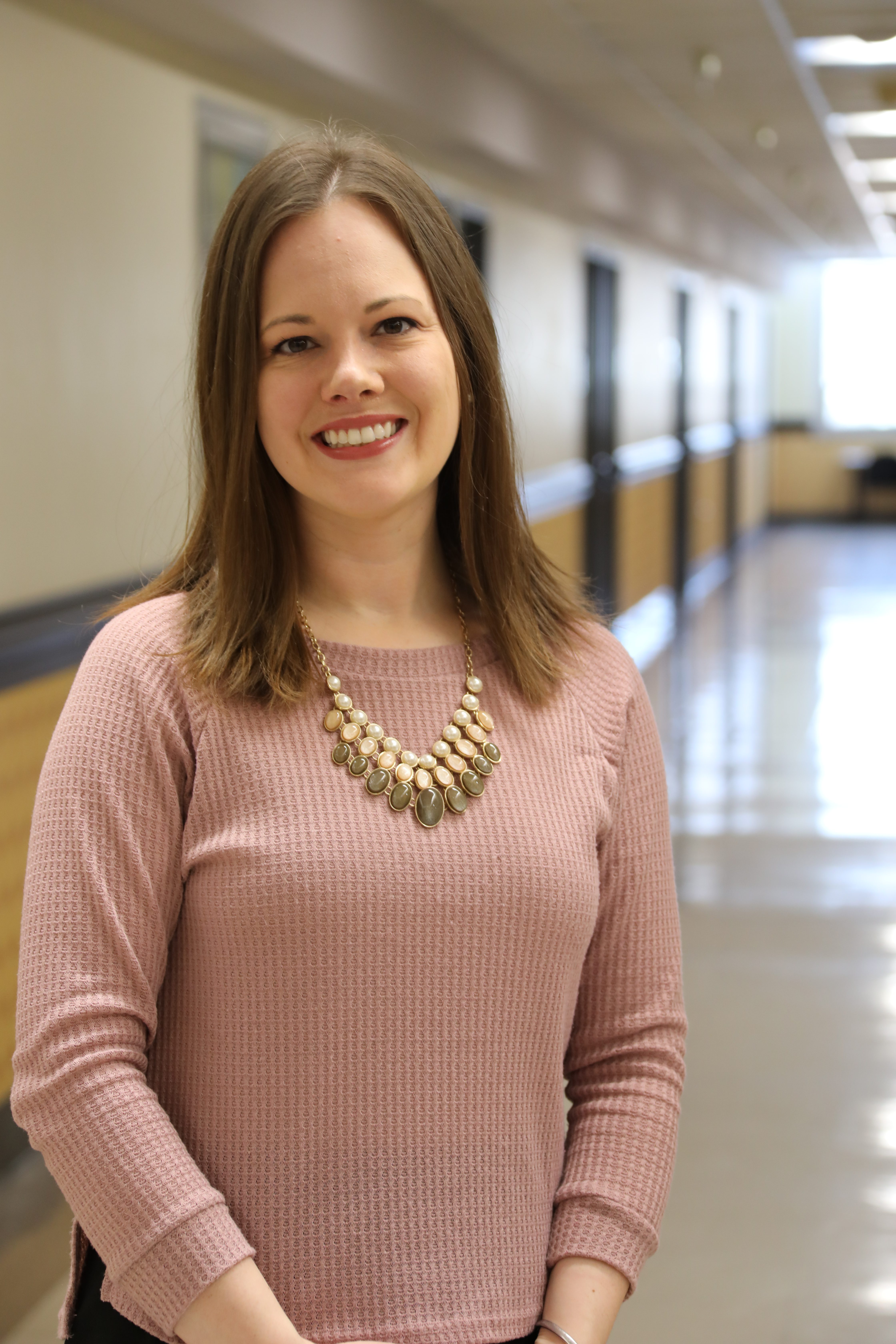 A photo of Amy Walker inside the Marsh Hall Administration Building
