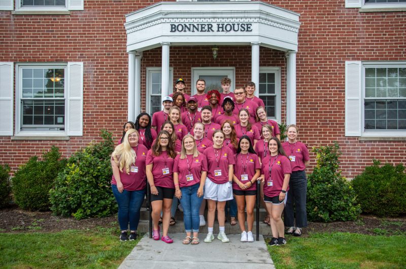 A group photo of the Concord University Bonner Scholars outside of the Bonner House on campus