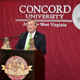 Stacey Hicks speaking at the grand groundhog watcher