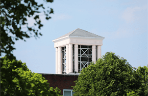 Close up of the Concord Univeristy Bell Tower