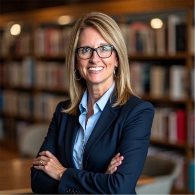 CU Alum Dr. Joetta Basile in a school library