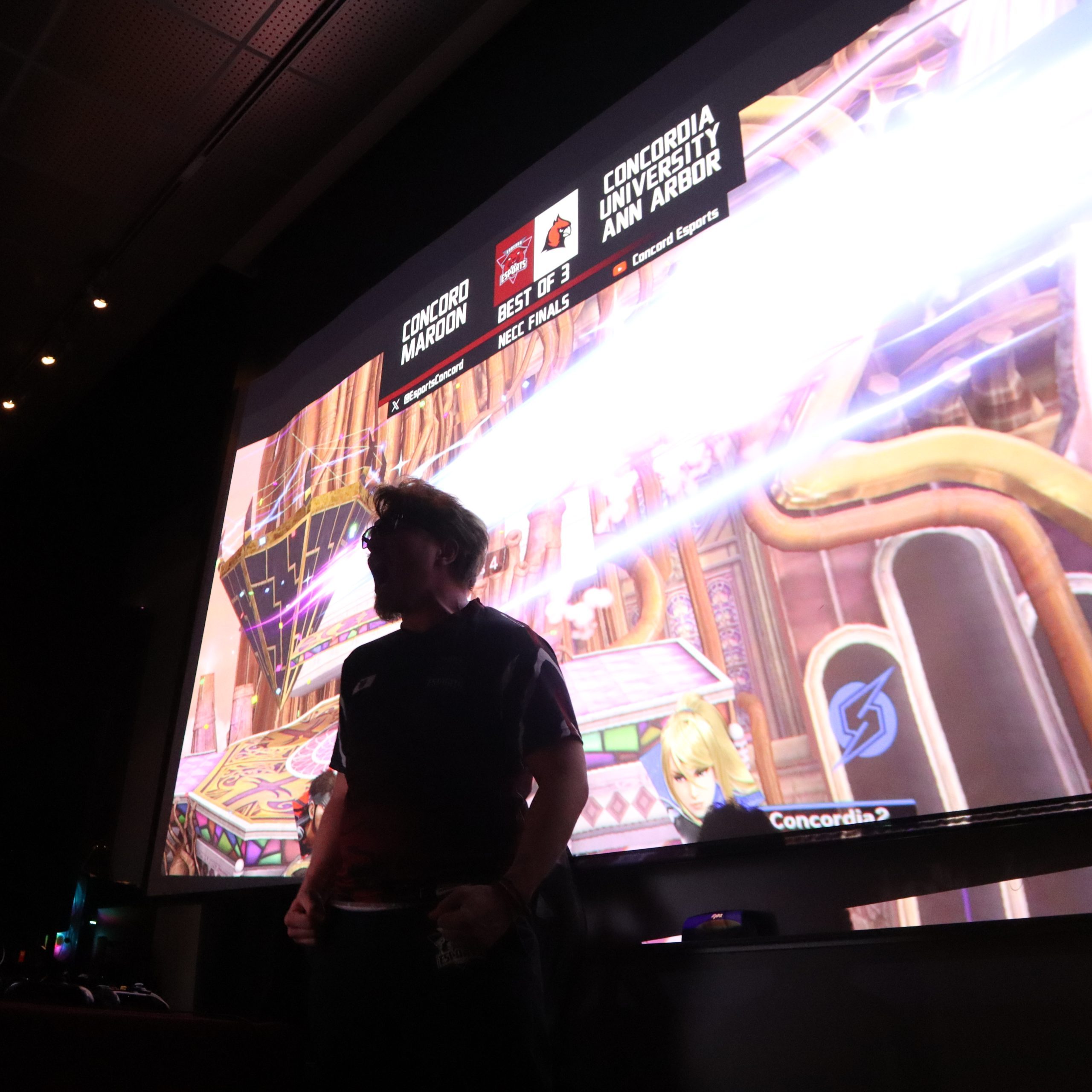 Concord University Esports competing in a Super Smash Bros. Ultimate tournament