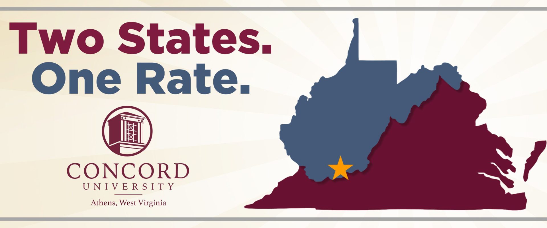 TwoStatesSlider Two states one rate graphic with the outlines of West Virginia and Virginia