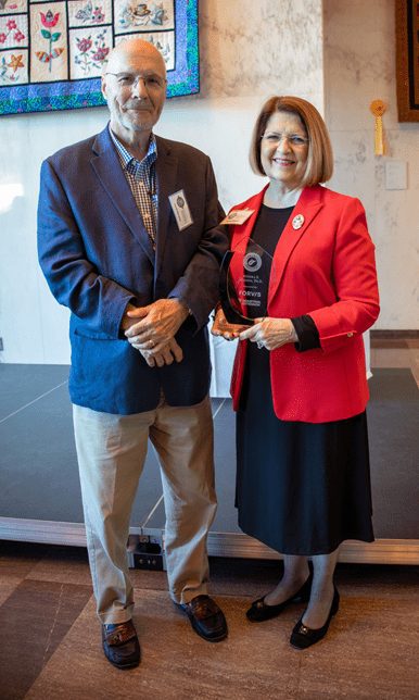 David Barnette, Chairman of Concord University’s Board of Governors, with President Dr. Kendra Boggess. President Boggess has been inducted into West Virginia Executive magazine’s Sharp Shooters Class of 2023.