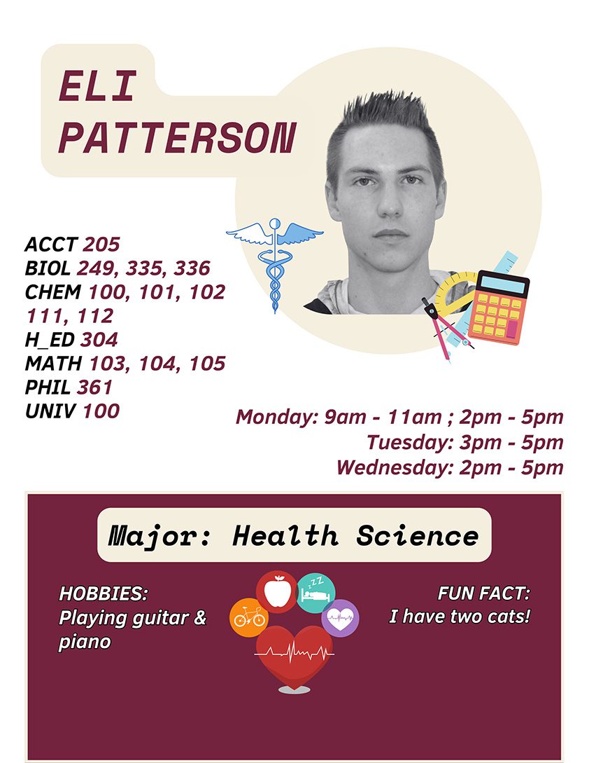 Tutor & Health Sciences major Eli Patterson