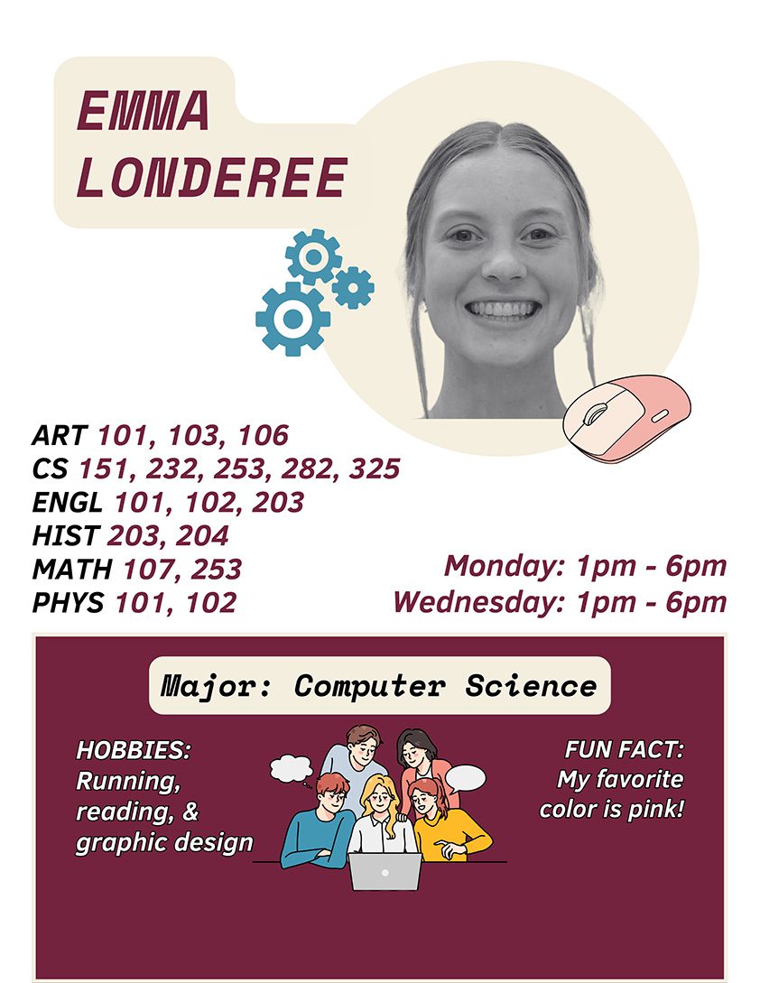 Tutor & Computer Science major Emma Londeree